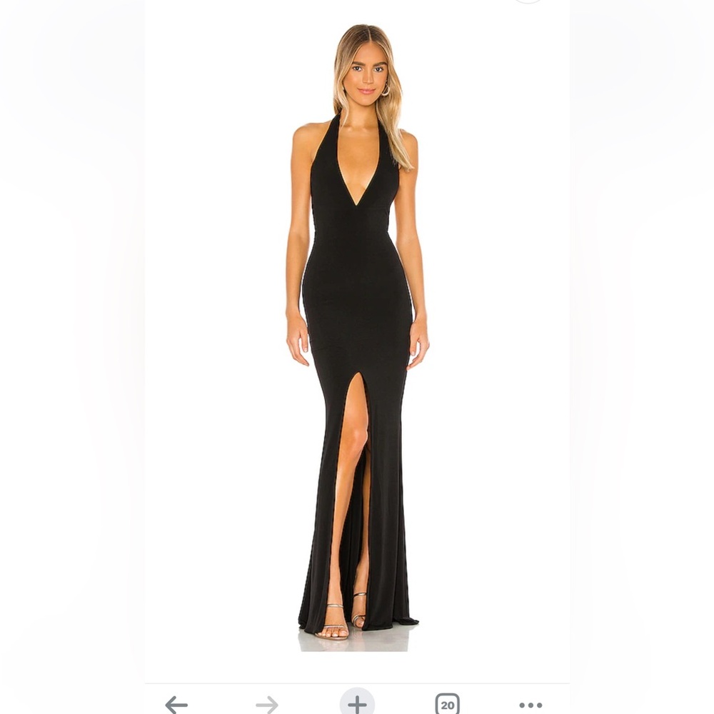 REVOLVE Black Halter V-Neck Slit Evening Gown - Picture 2 of 4